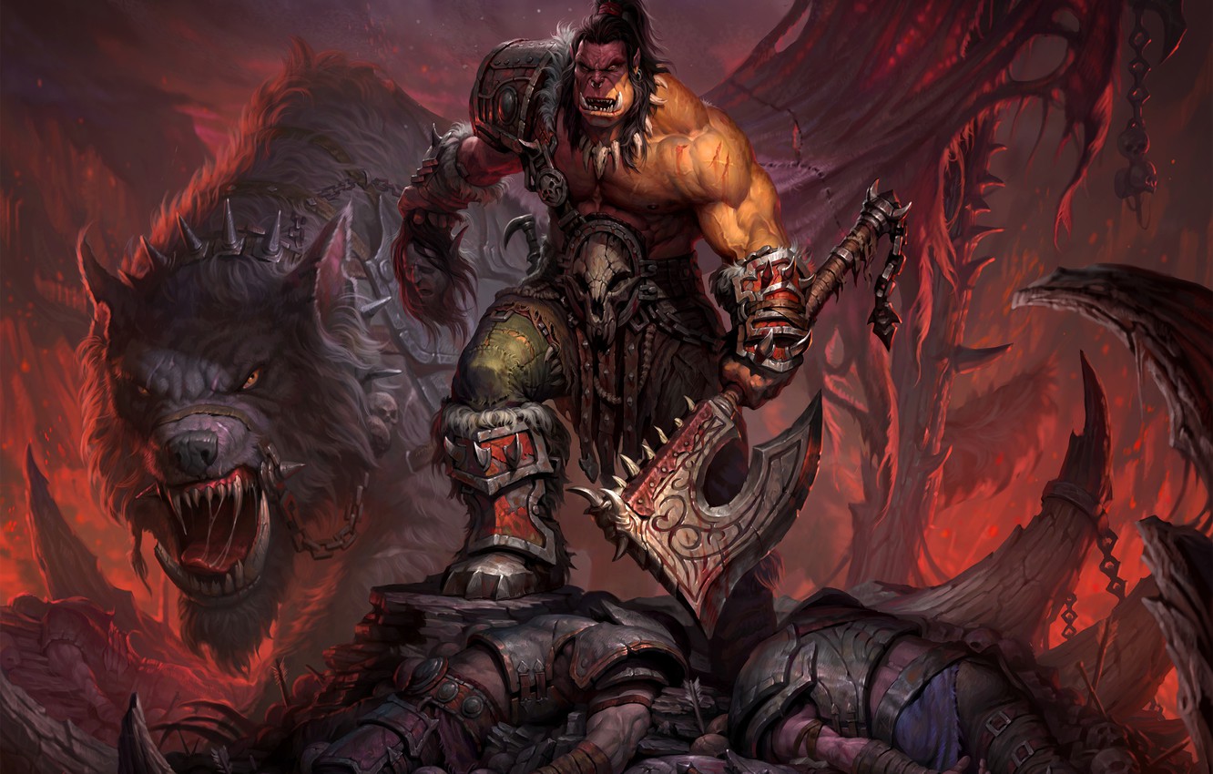 Wallpaper Wolf Warrior World Of Warcraft Axe Chain