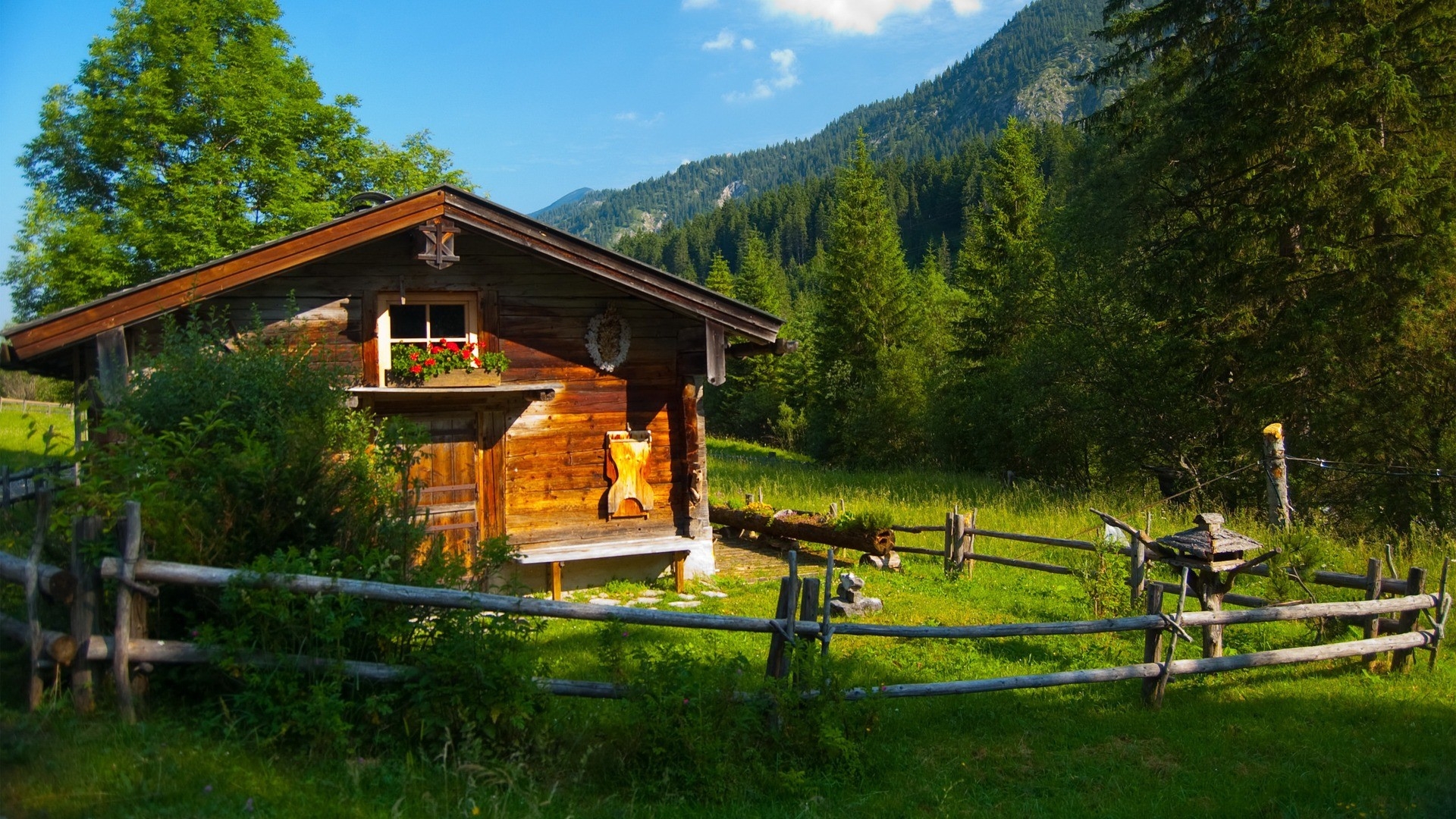 Rustic Cabin In The Mountains Hd Desktop Wallpaper