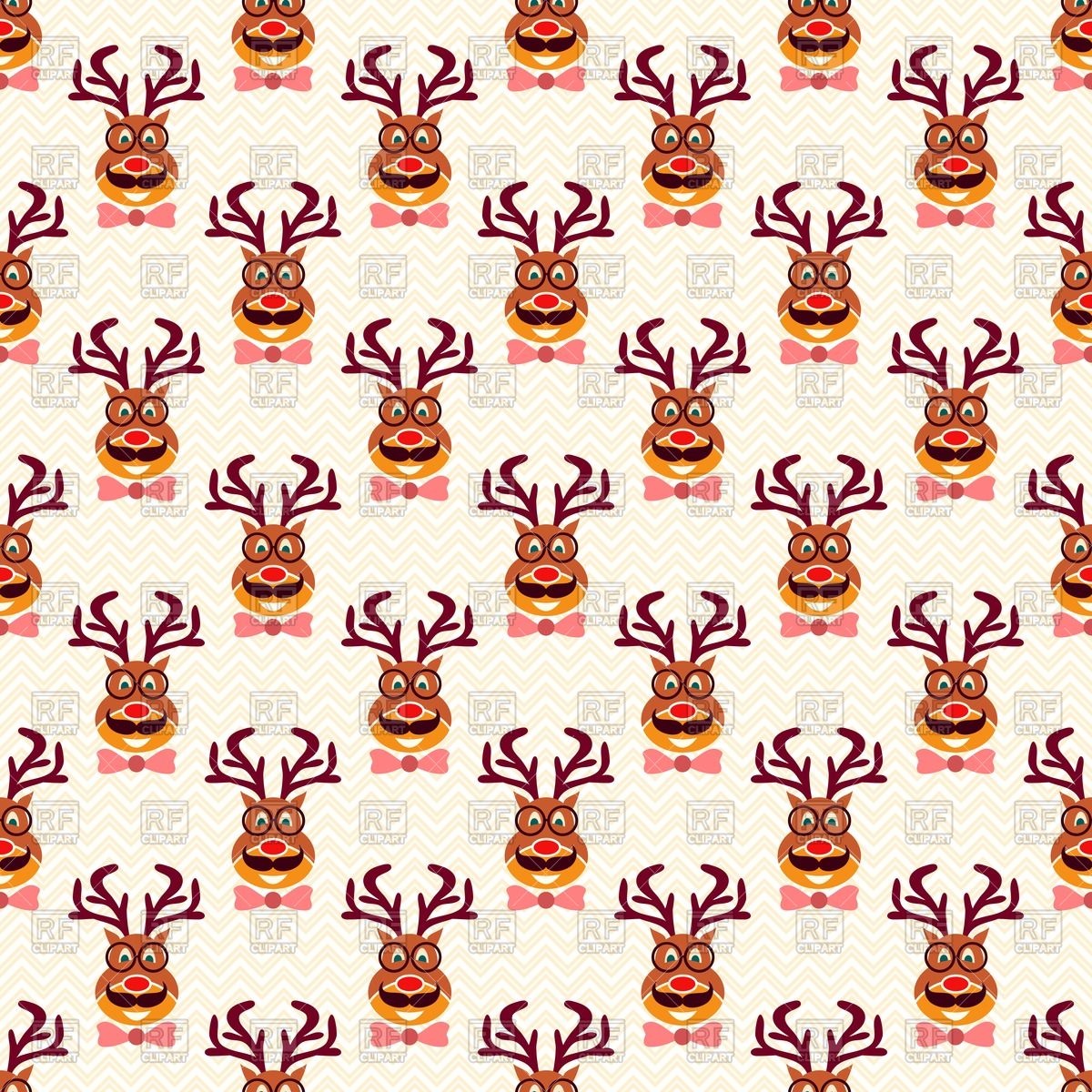Christmas Wallpaper With Funny Hipster Deer Mustache Glasses