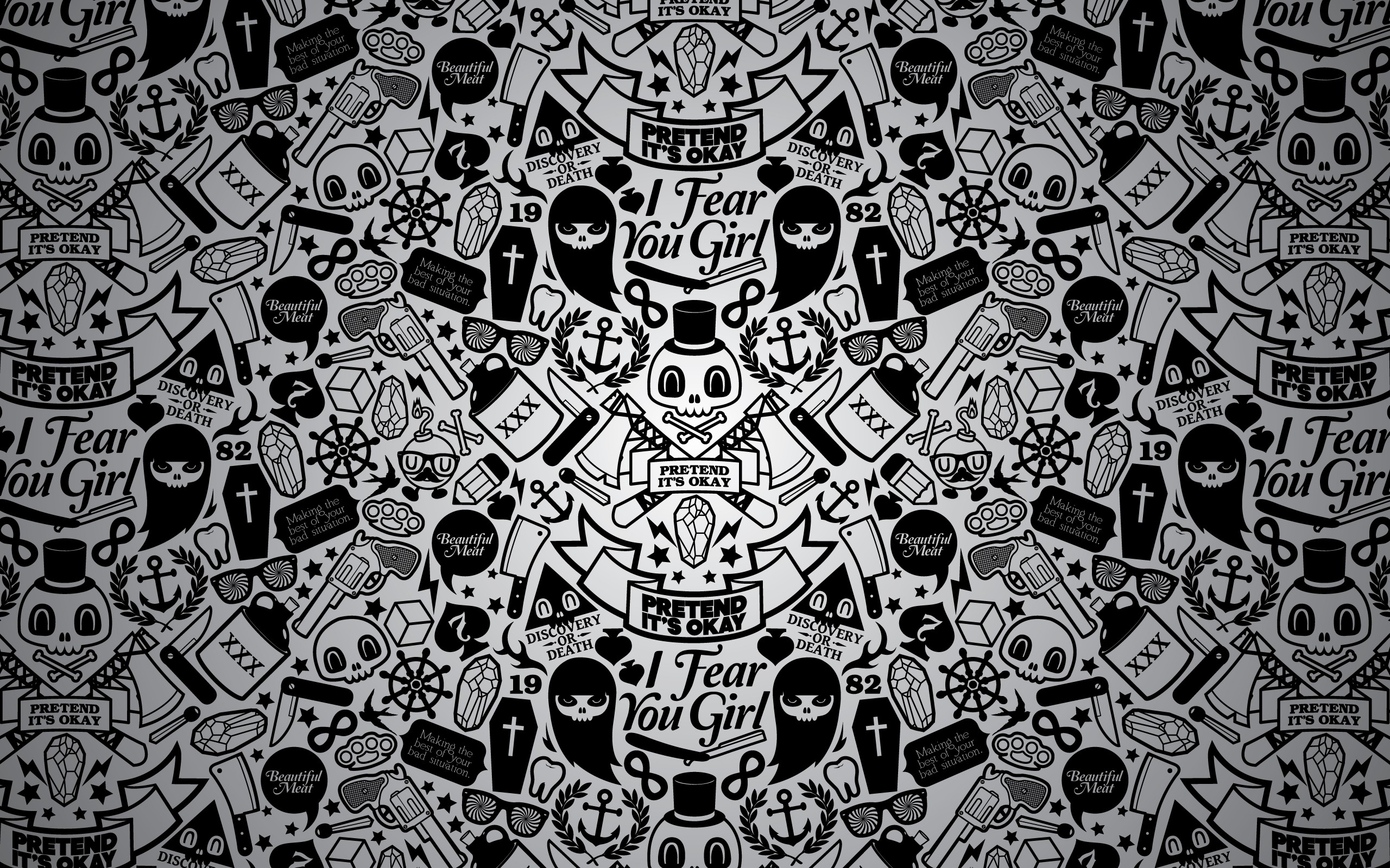 Black And White Skulls Wallpaper