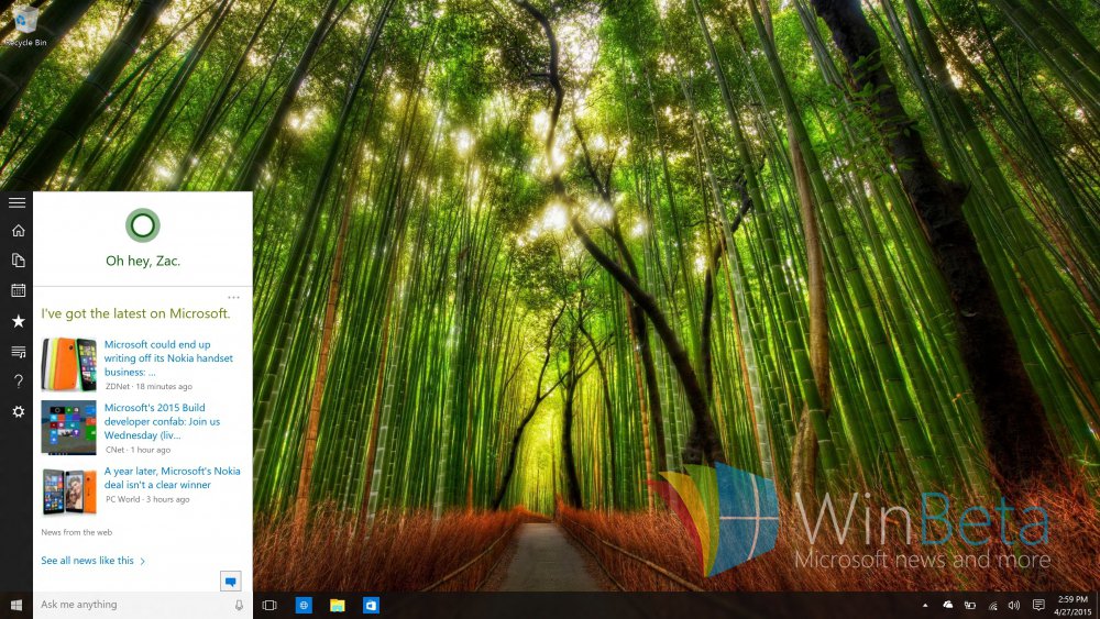 Windows Build Cortana Suche Ins Startmen Integriert