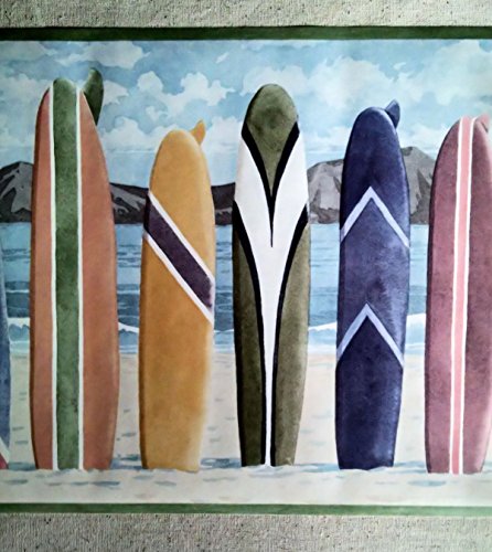 Surfboard Seashore Hawaii Wallpaper Border Pc134b