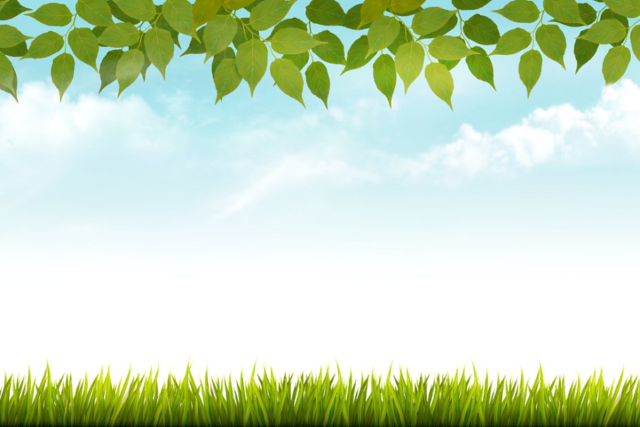 Nature spring background with grass Custom Designed 910x607