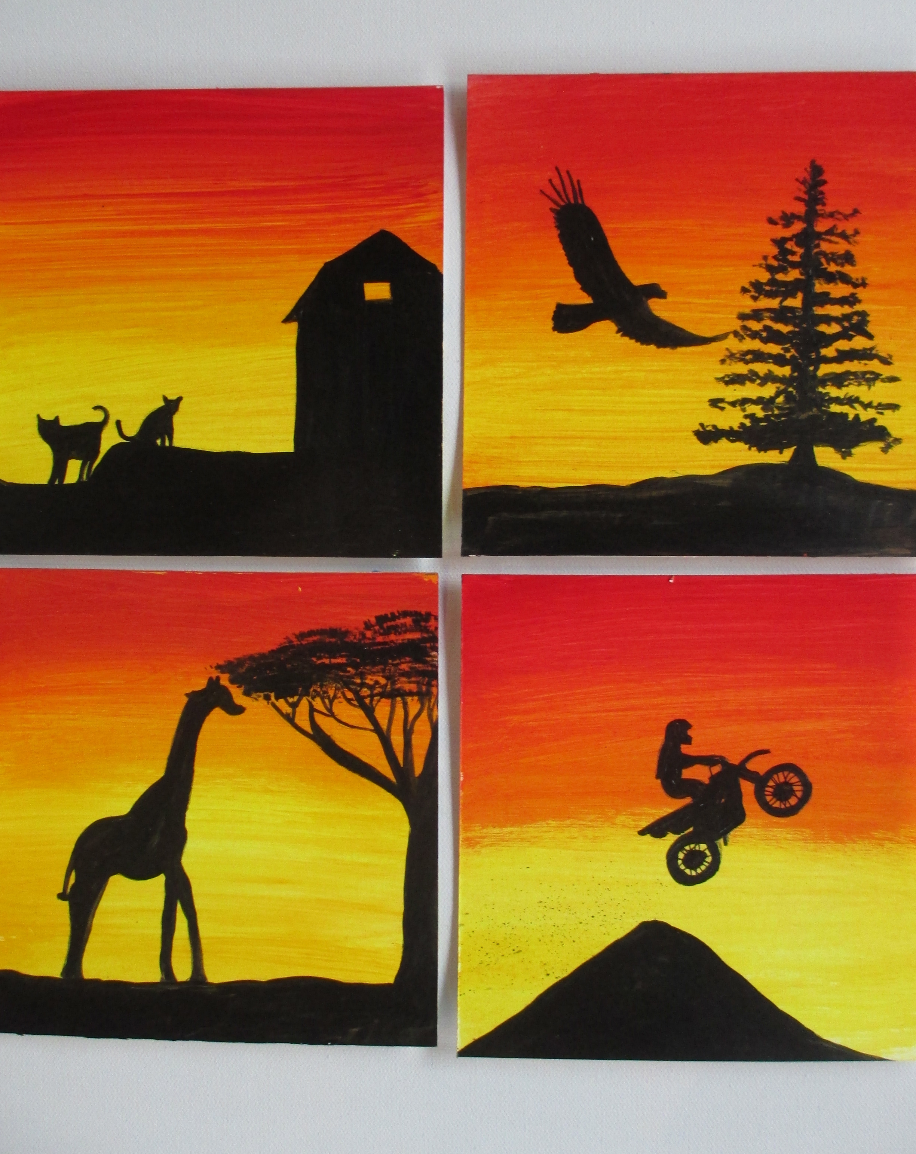 Colorful S Uping Events Silhouette Paintings For Kids