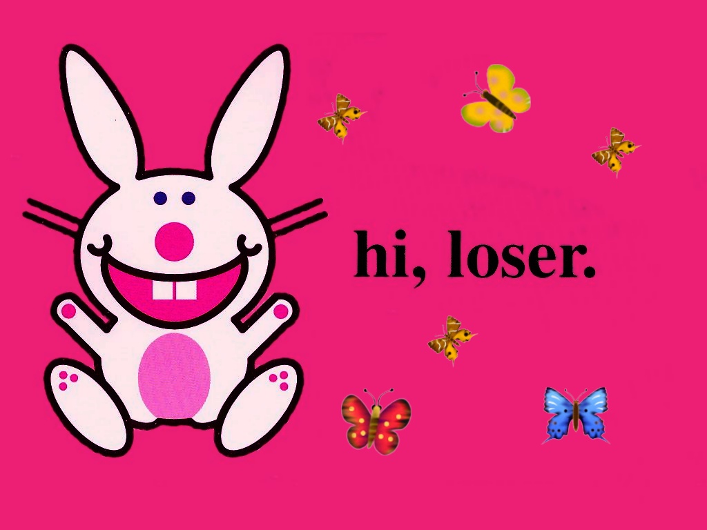 Desktop Wallpaper Happy Bunny With Butterflys