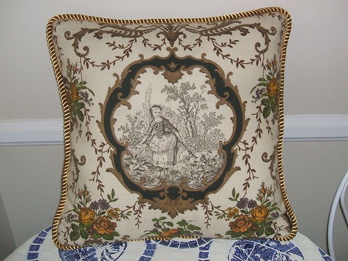 Pierre Deux Geraine Cacao French Country Toile Pillow