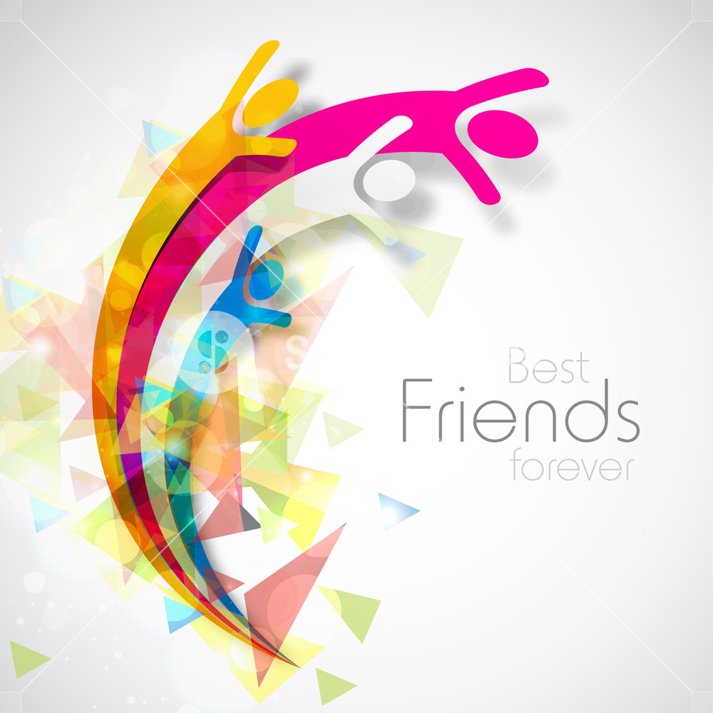 Happy Friendship Day Concept With Friends On Colorful Grey
