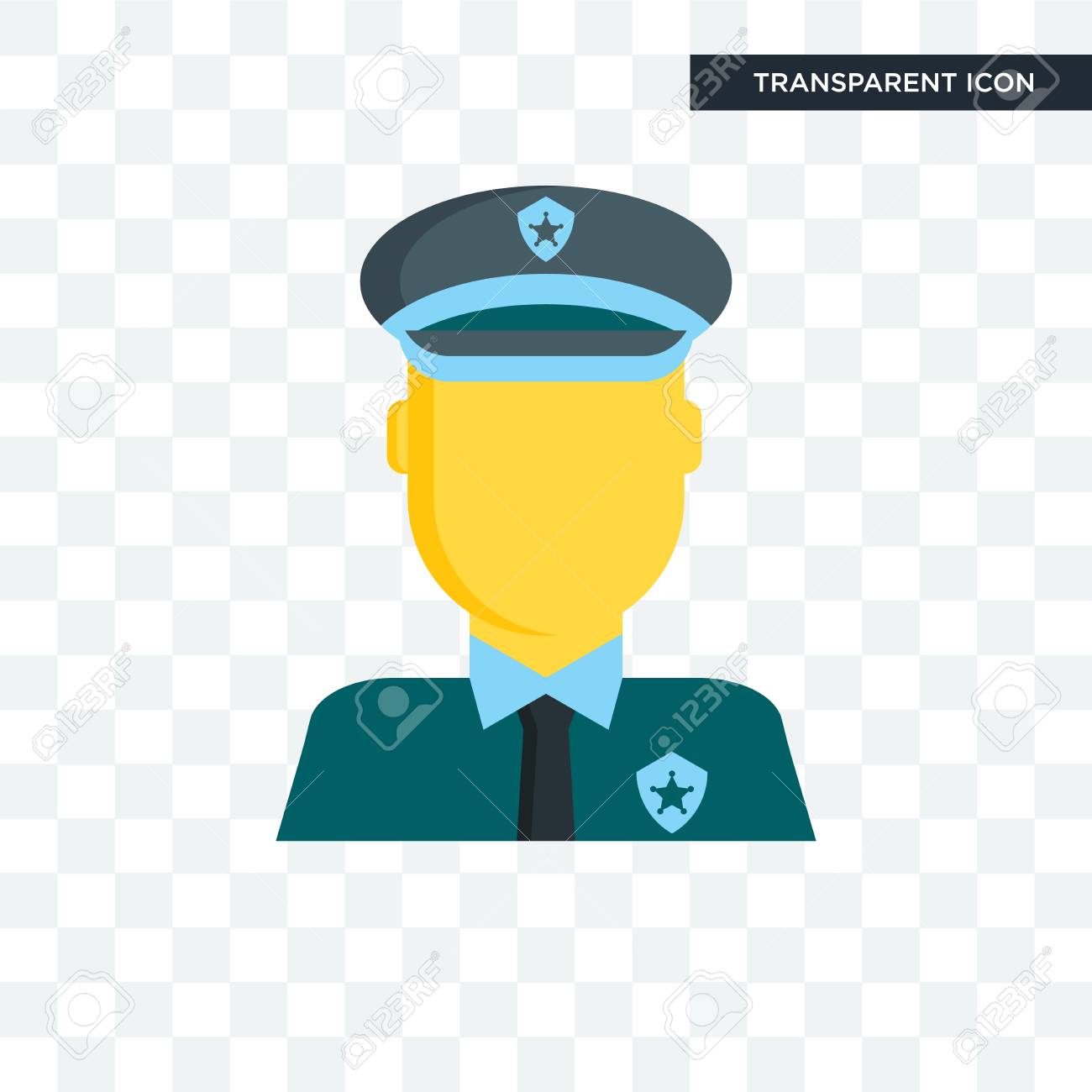 Policeman Vector Icon Isolated On Transparent Background