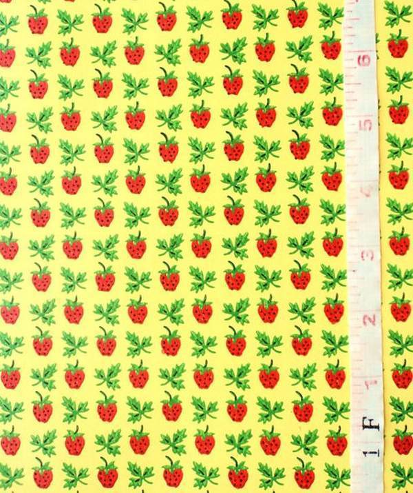 Wallpaper By The Yard 80s Vintage Bright Yellow Petite Strawberry Spot