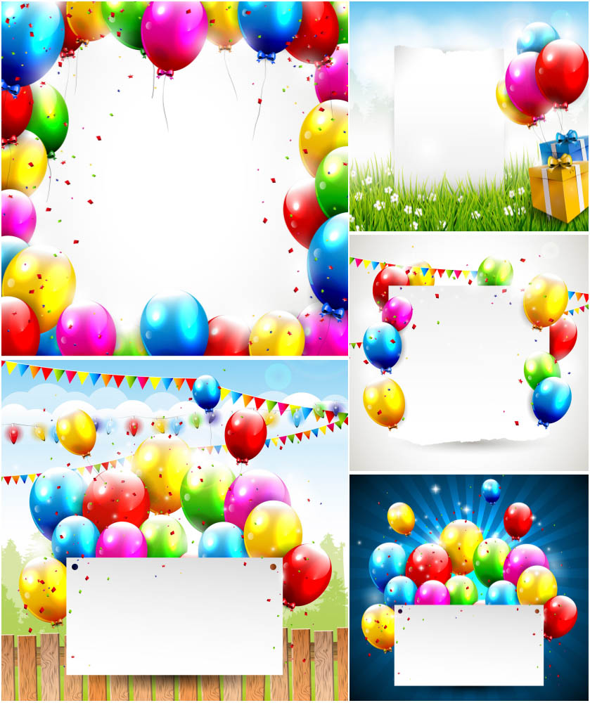 Set Of Vector BirtHDay Background With Balloons And Place For