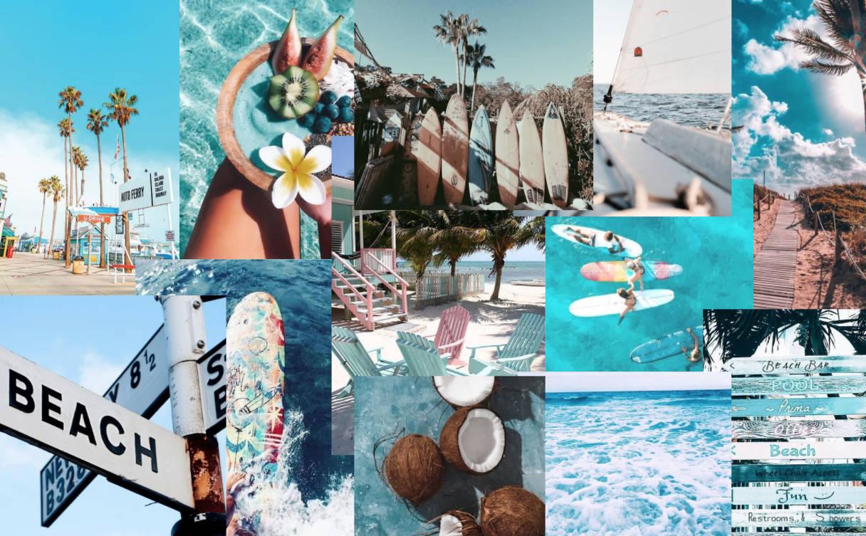Summer Aesthetic Beach Collage Wallpaper