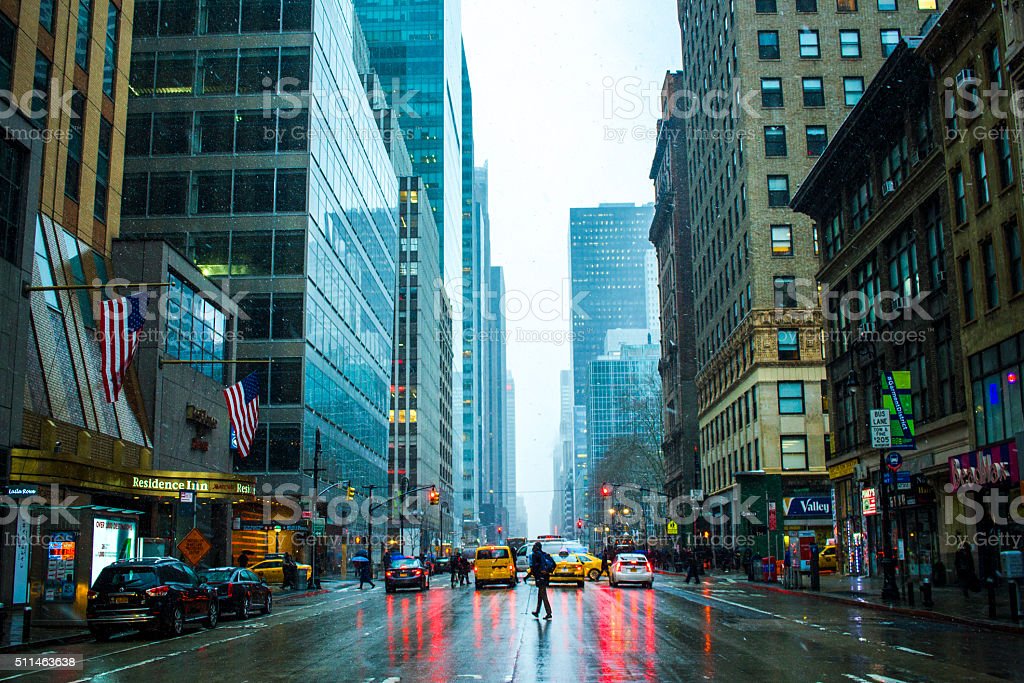 New York City Snow Rainy Day Stock Photo Image Now