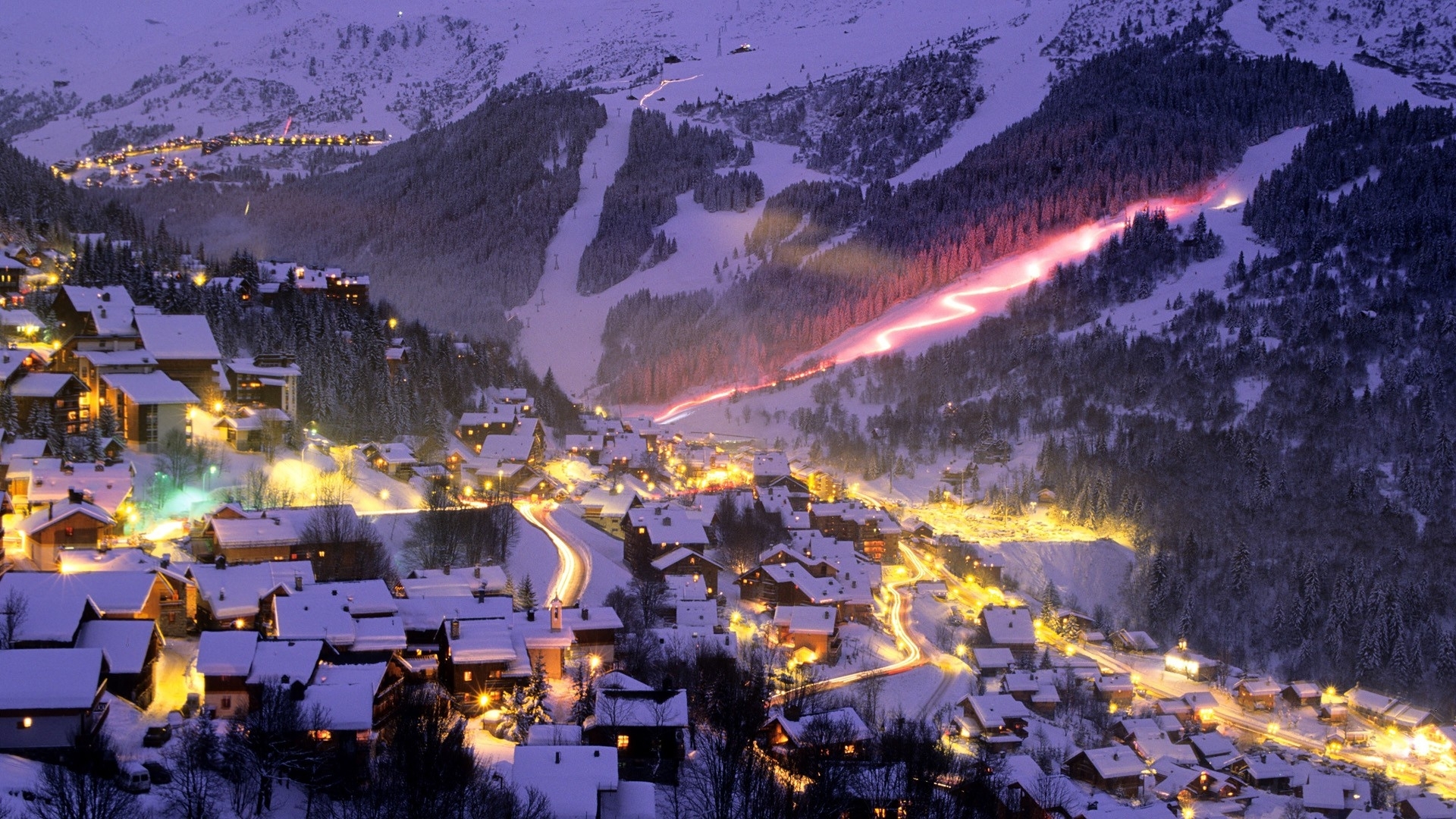 Resort Sports Ski Snowboard Mountains Nature Slopes Light Timelapse