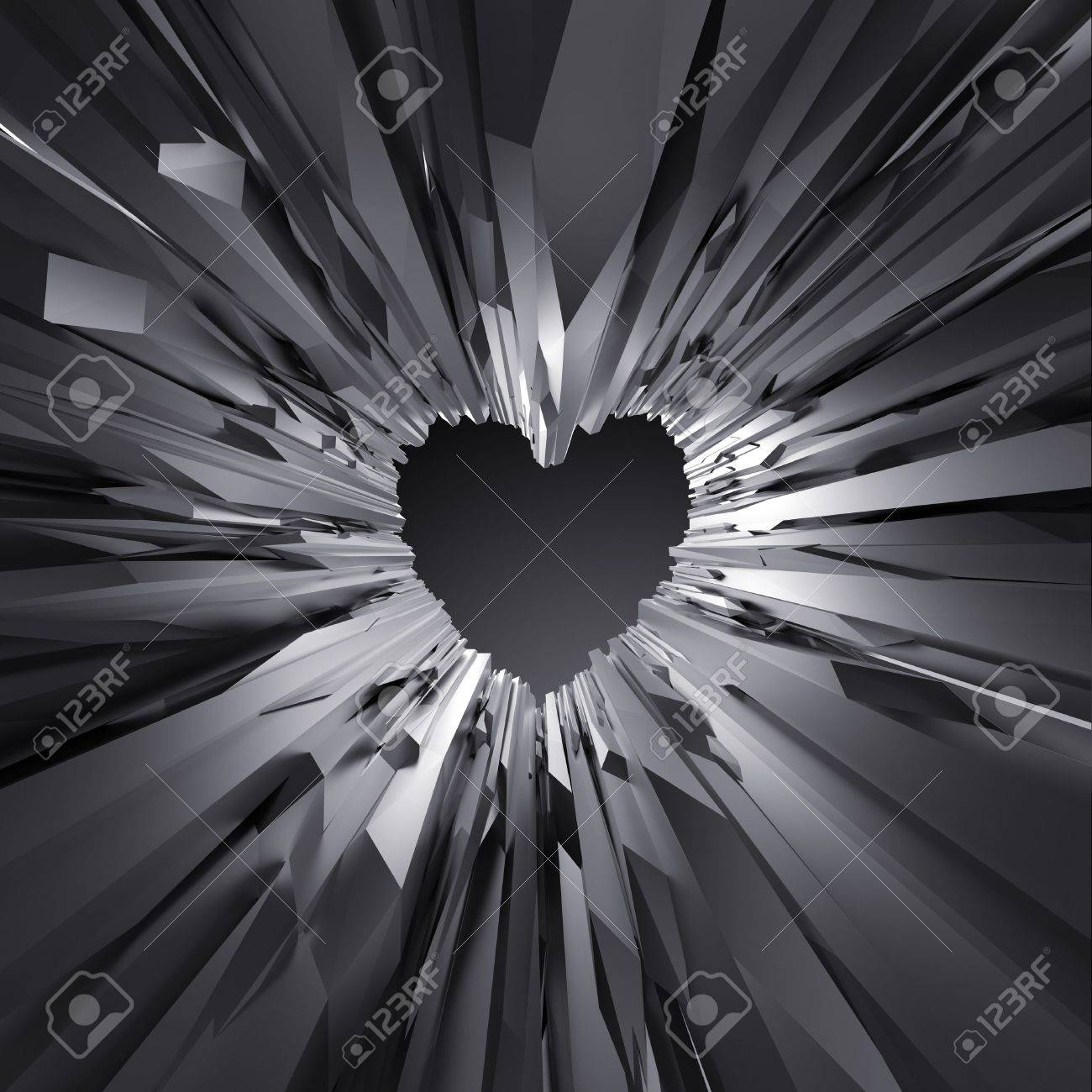 3d Black Crystal Heart Background Abstract Crystallized Wallpaper
