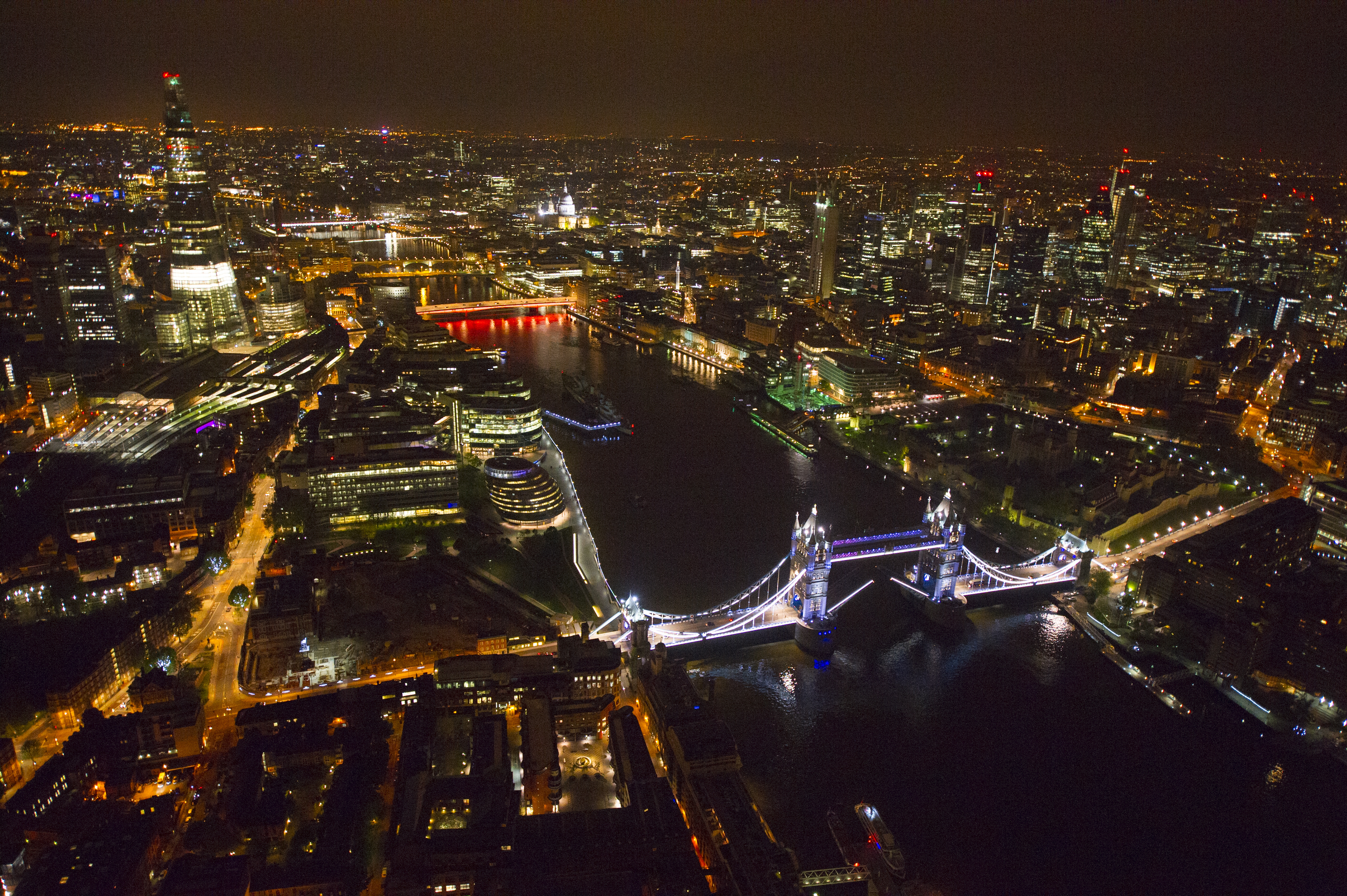 London Photo Gorgeous Nighttime Aerial Of From Above