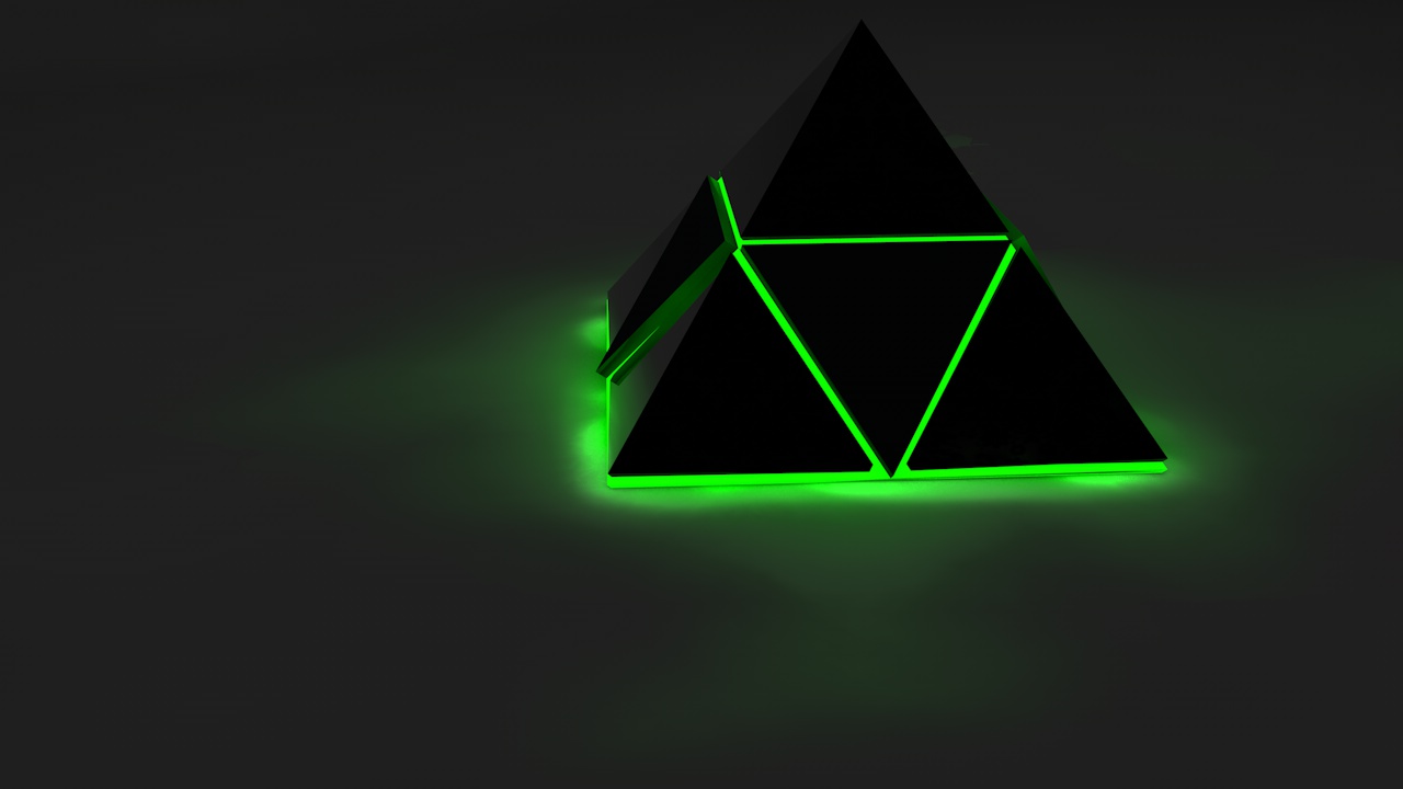 Black 3d Pyramid Glow Green By Cytherina