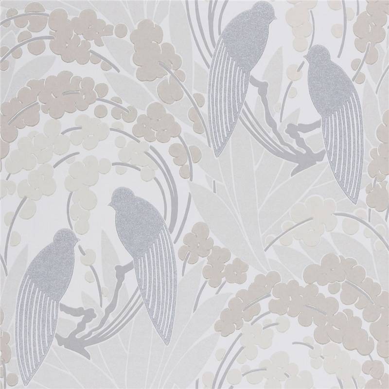 Beige Grey Love Birds Harlequin Boutique Wallpaper