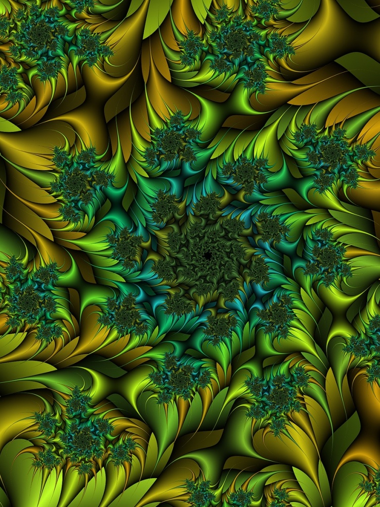 Amazing Green Fractal Flower iPad Wallpaper