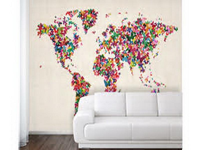 Design And Interior Gallery Of Colorful World Map Wallpaper