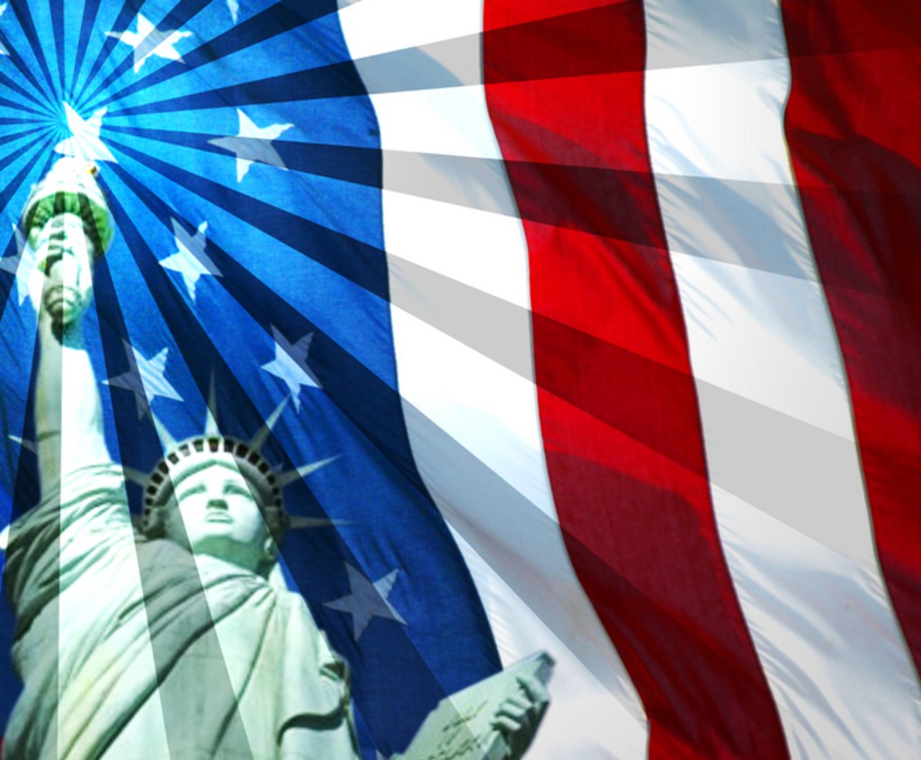 United States of America USA Flag Wallpaper with Libertie Statue