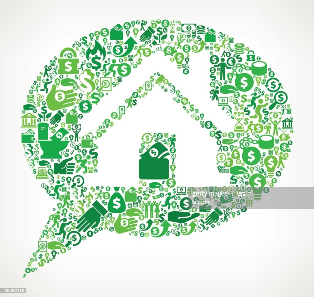 Real Estate Talk Money And Finance Green Vector Icon Background