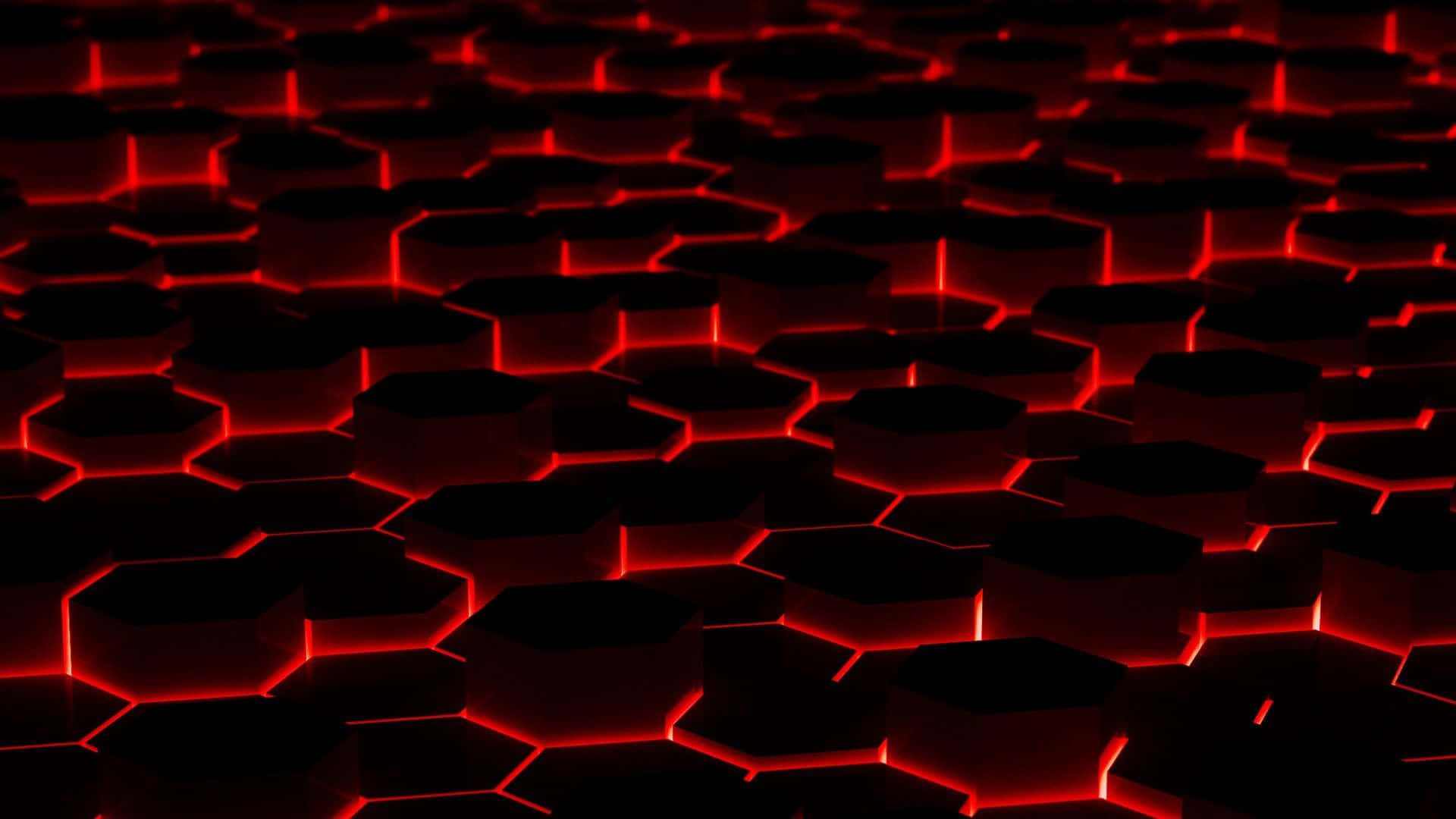 Dark honeycomb pattern with glowing red edges, creating a futuristic and abstract background