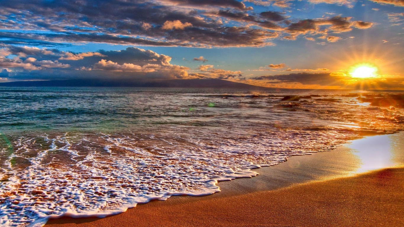 Beach At Sunrise Desktop Pc And Mac Wallpaper
