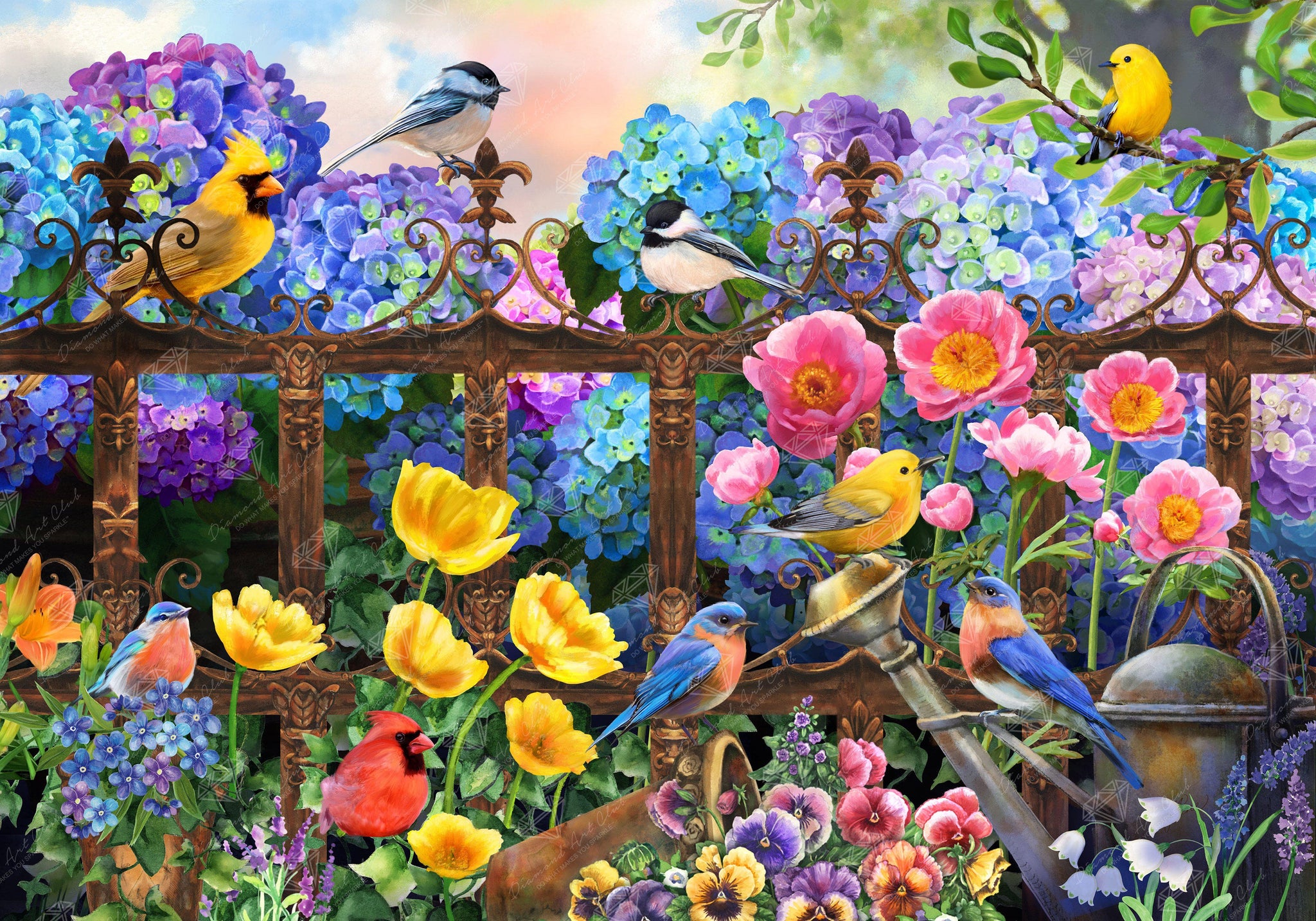 Hydrangea Garden Birds Diamond Art Club
