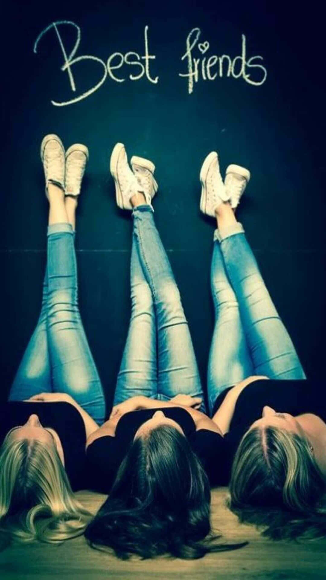 Best Friends Forever iPhone Girls Legs Up Wallpaper
