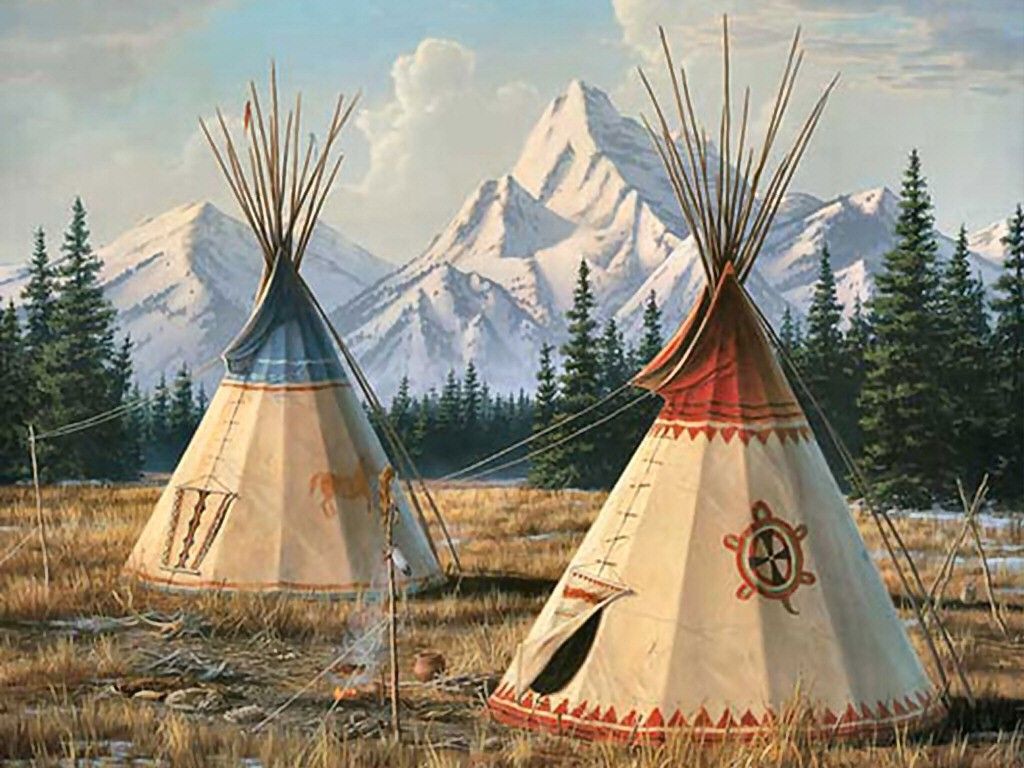 Native American Teepees Wallpaper Top
