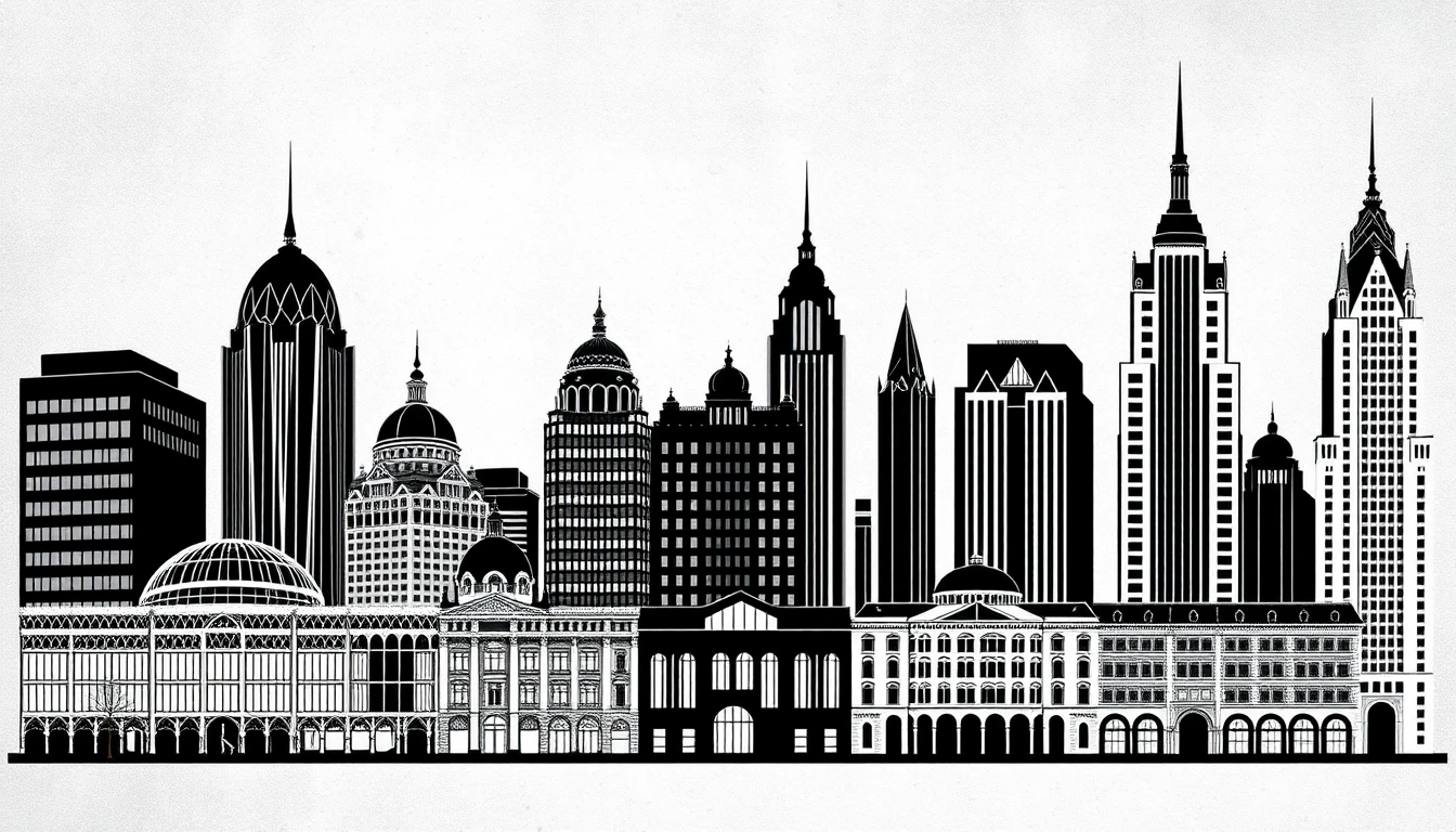Black And White Buildings On Wallpaper