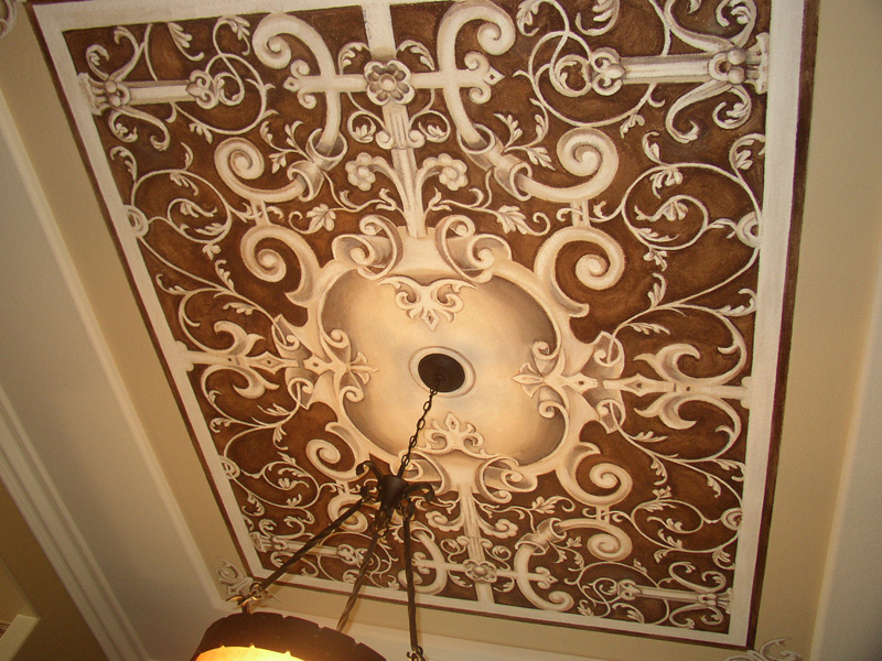 This Ceiling Mural Was Done Using An Old World Theme In A Formal