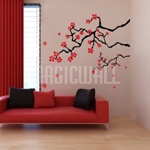 Home Japanese Spring Cherry Blossom Branches Wall Decals Stickers