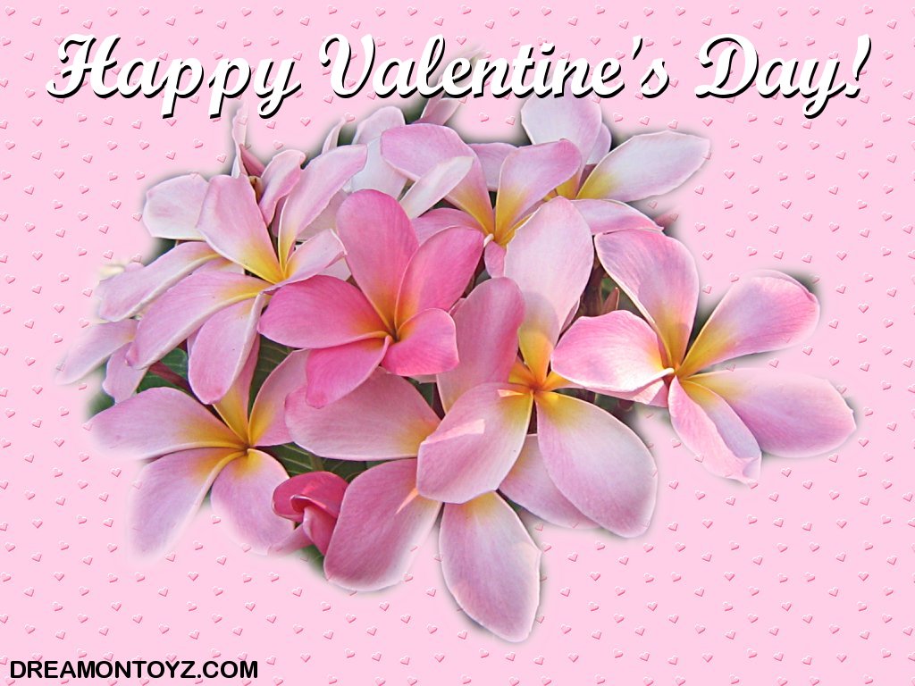 Happy Valentine S Day On Pink Background With Hearts And Flowers