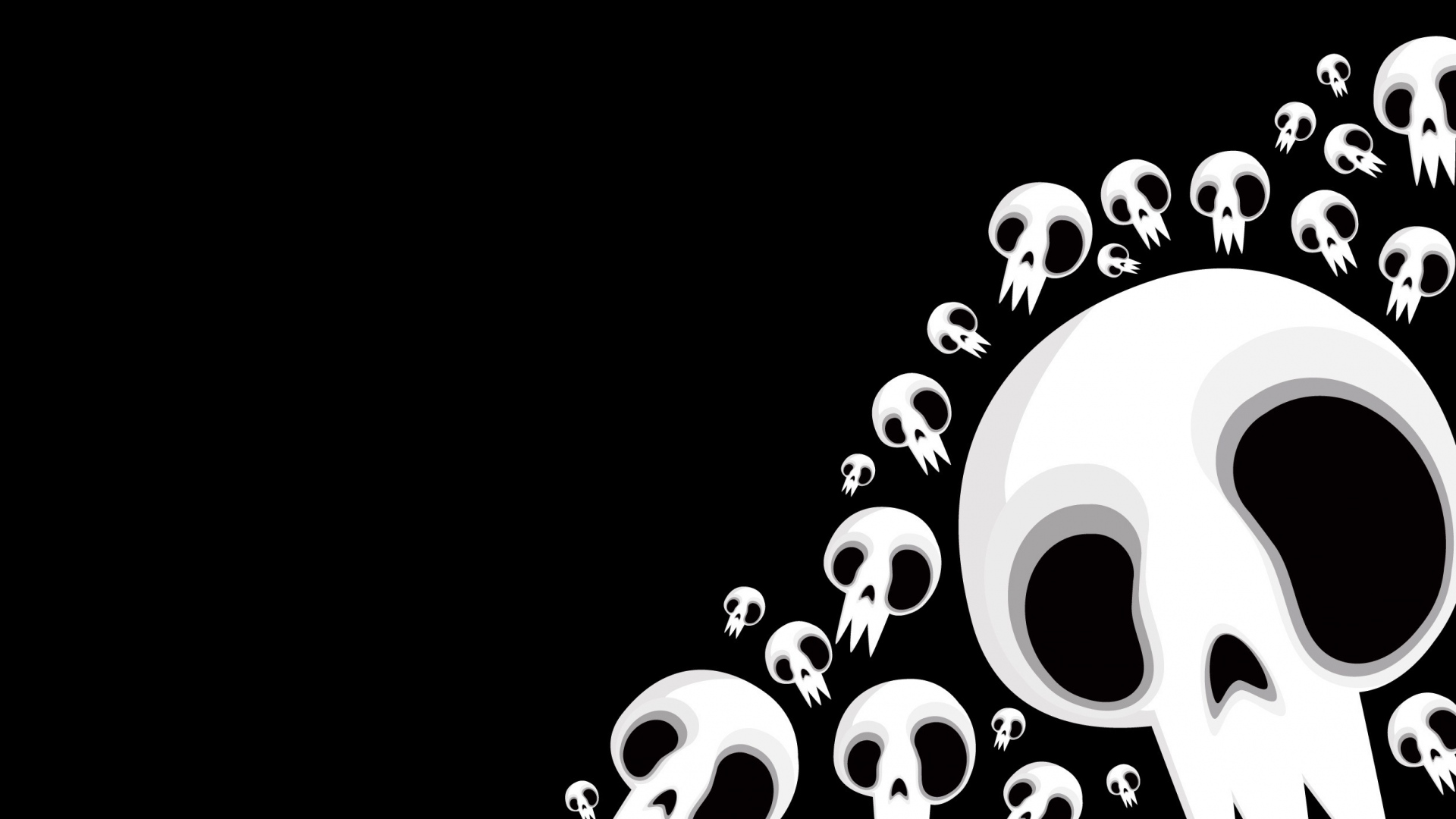 Wallpaper Skull Black White Drawing Full HD 1080p