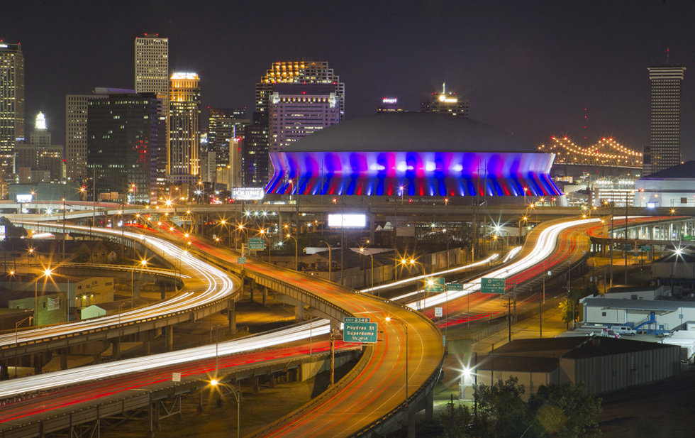 Superdome Lit Up At Night In New Orleans On Thursday October
