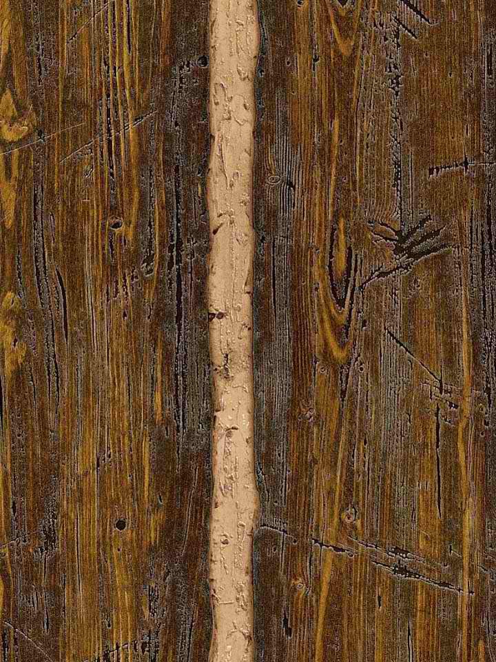 Gold Faux Log Wallpaper Rustic Country Primitive