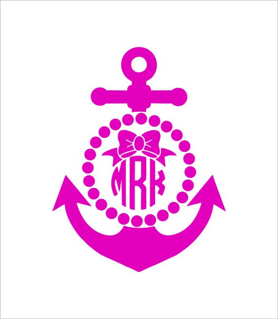 Car Monogram Decal With Anchor Bow And Polka Dot Border On