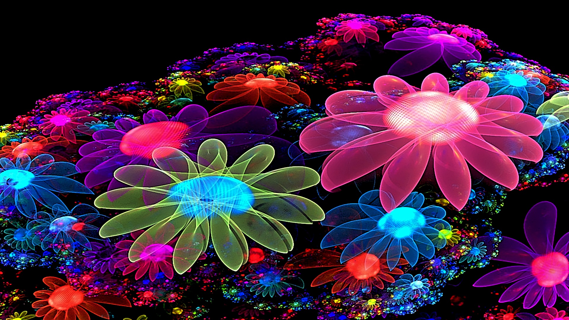 Neon Flowers Cool Wallpaper Wallpaperlepi