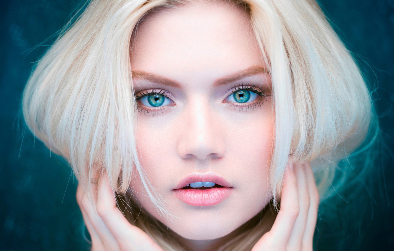 Wallpaper Beautiful Model Beauty Face Blonde Bishojo Green