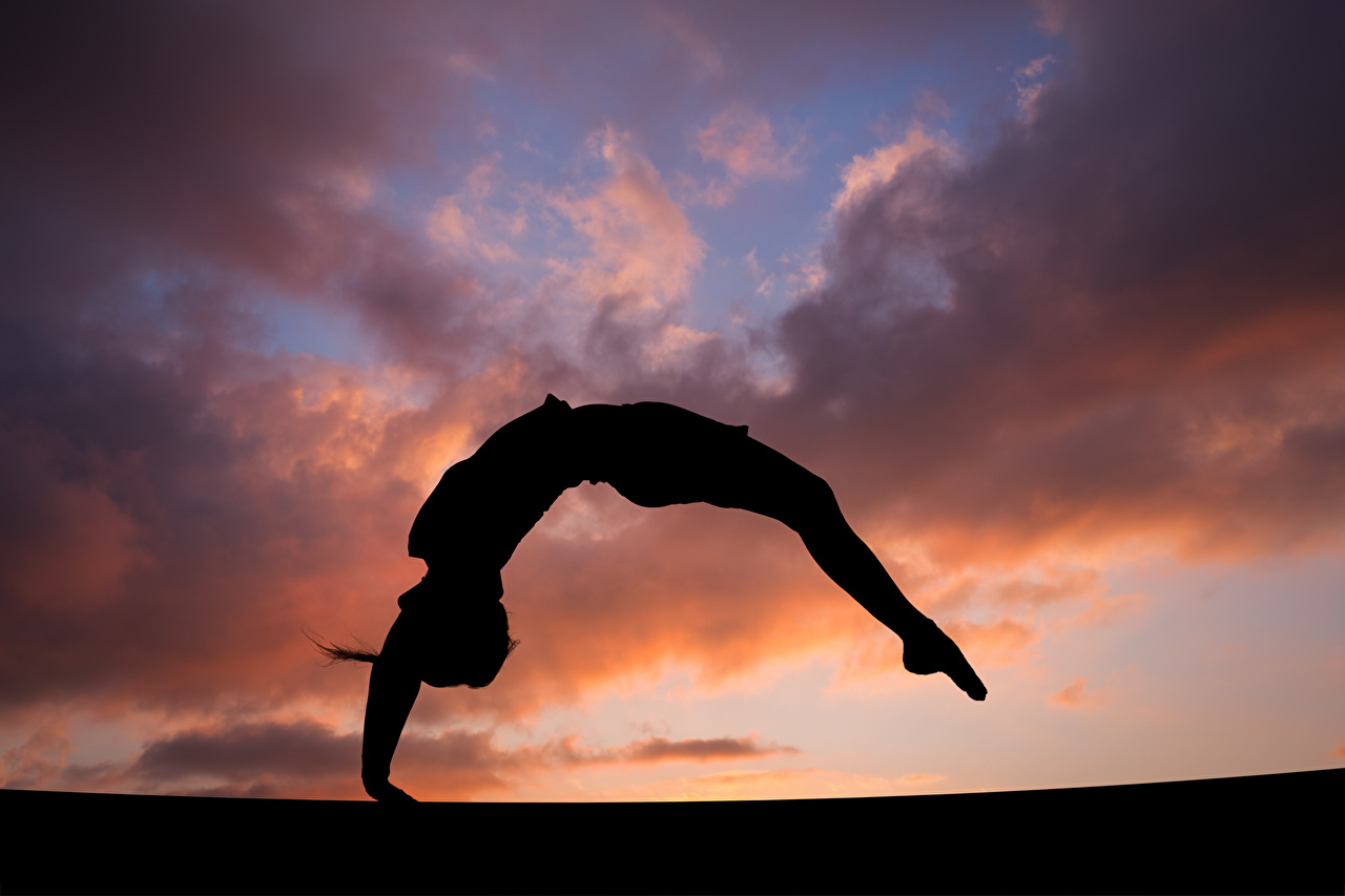Image Physical exercise Silhouette Girls Sport Gymnastics Evening