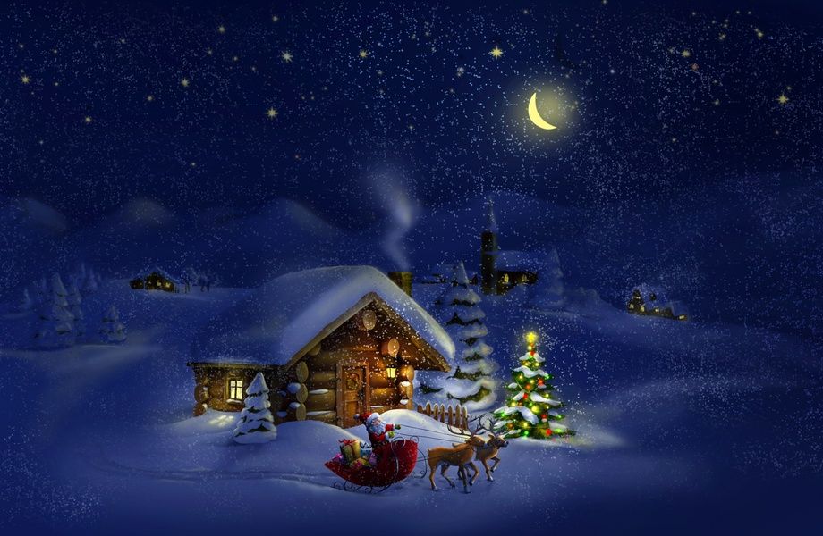 Christmas Night With Santa 4k Ultra HD Wallpaper