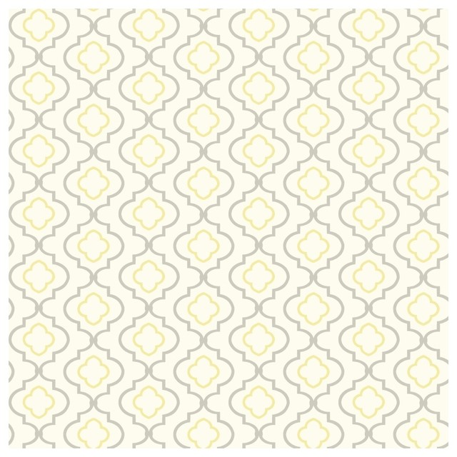 York Sure Strip Yellow Small Trellis Removable Wallpaper Asian