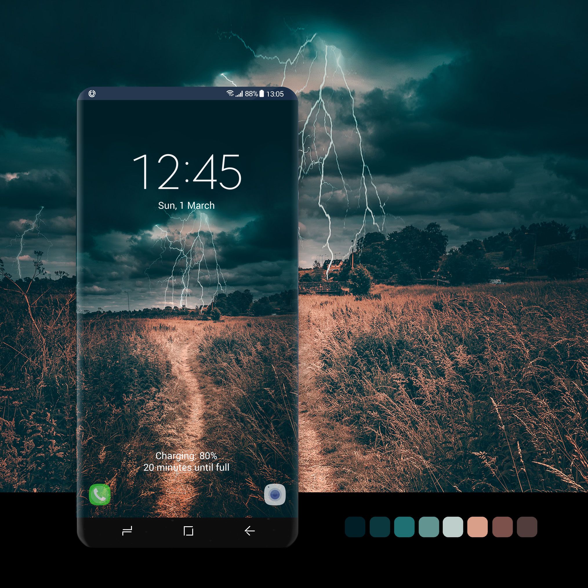 Thunderstorm In A Meadow Wallpaper Android Phone