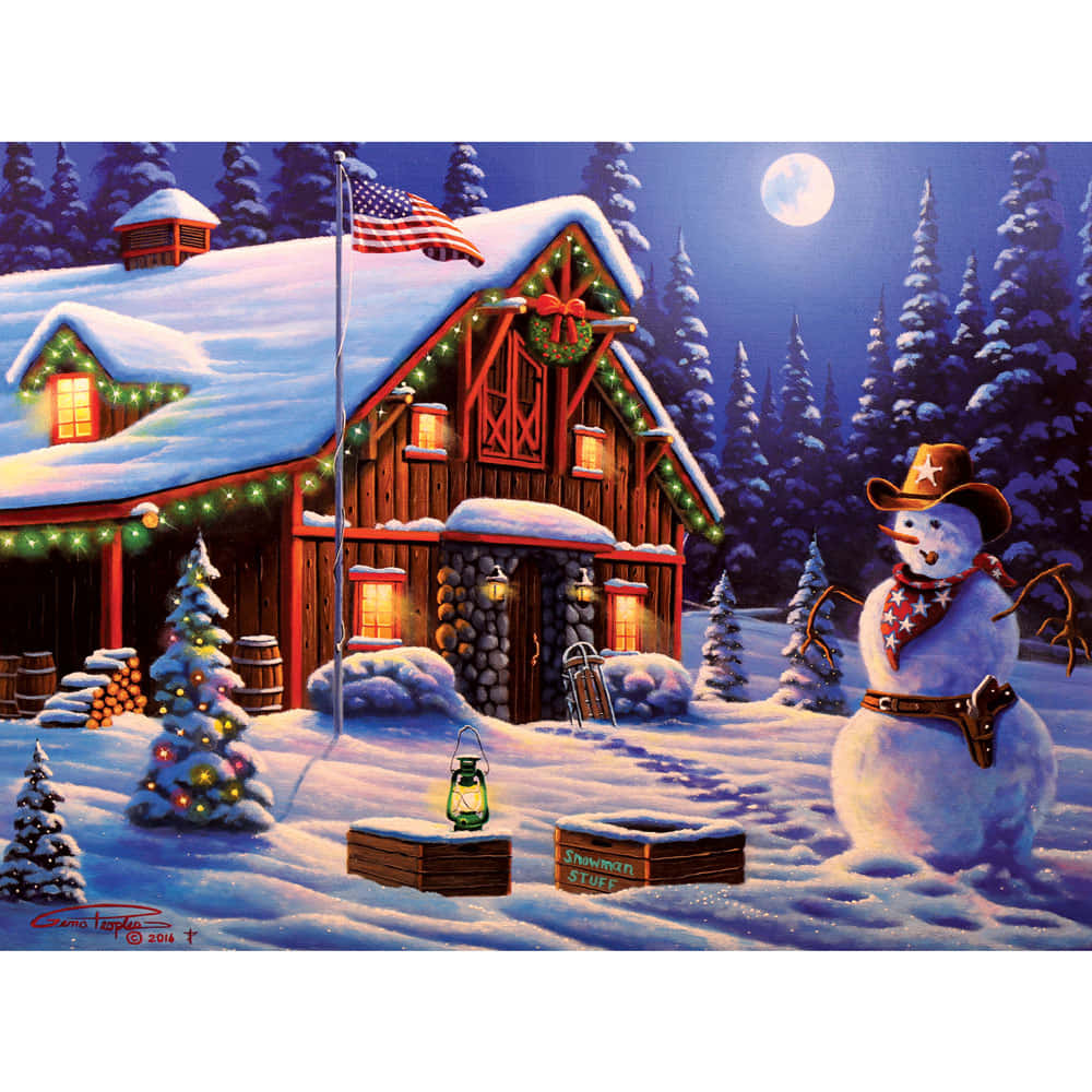 Enjoy A Festive Cowboy Christmas Wallpaper