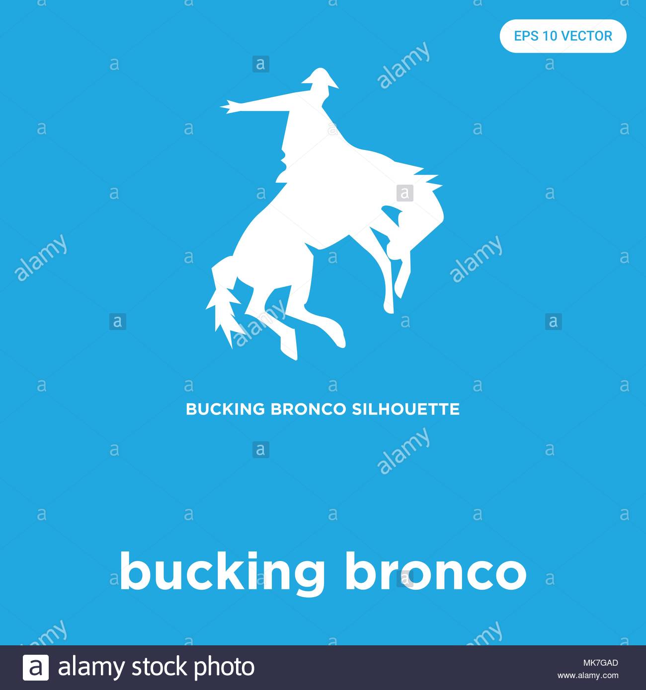 Bucking Bronco Vector Icon Isolated On Blue Background Sign And