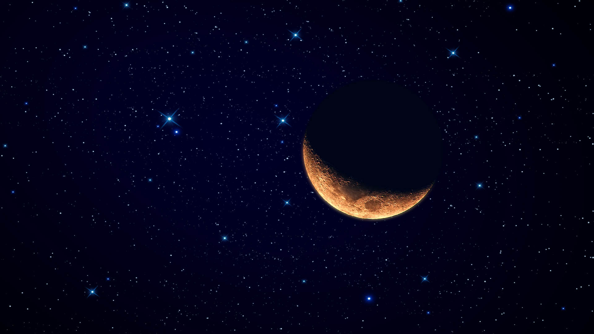  Orange Crescent Moon and Stars Full 1080p Ultra HD Wallpapers