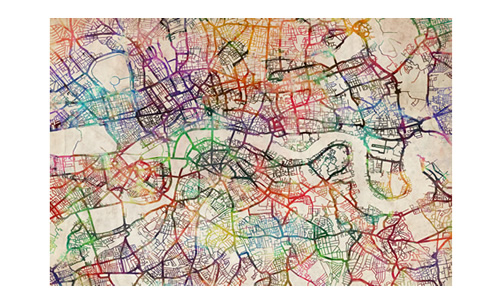 Wallpaper Watercolour Map Of London Am977 Maps International