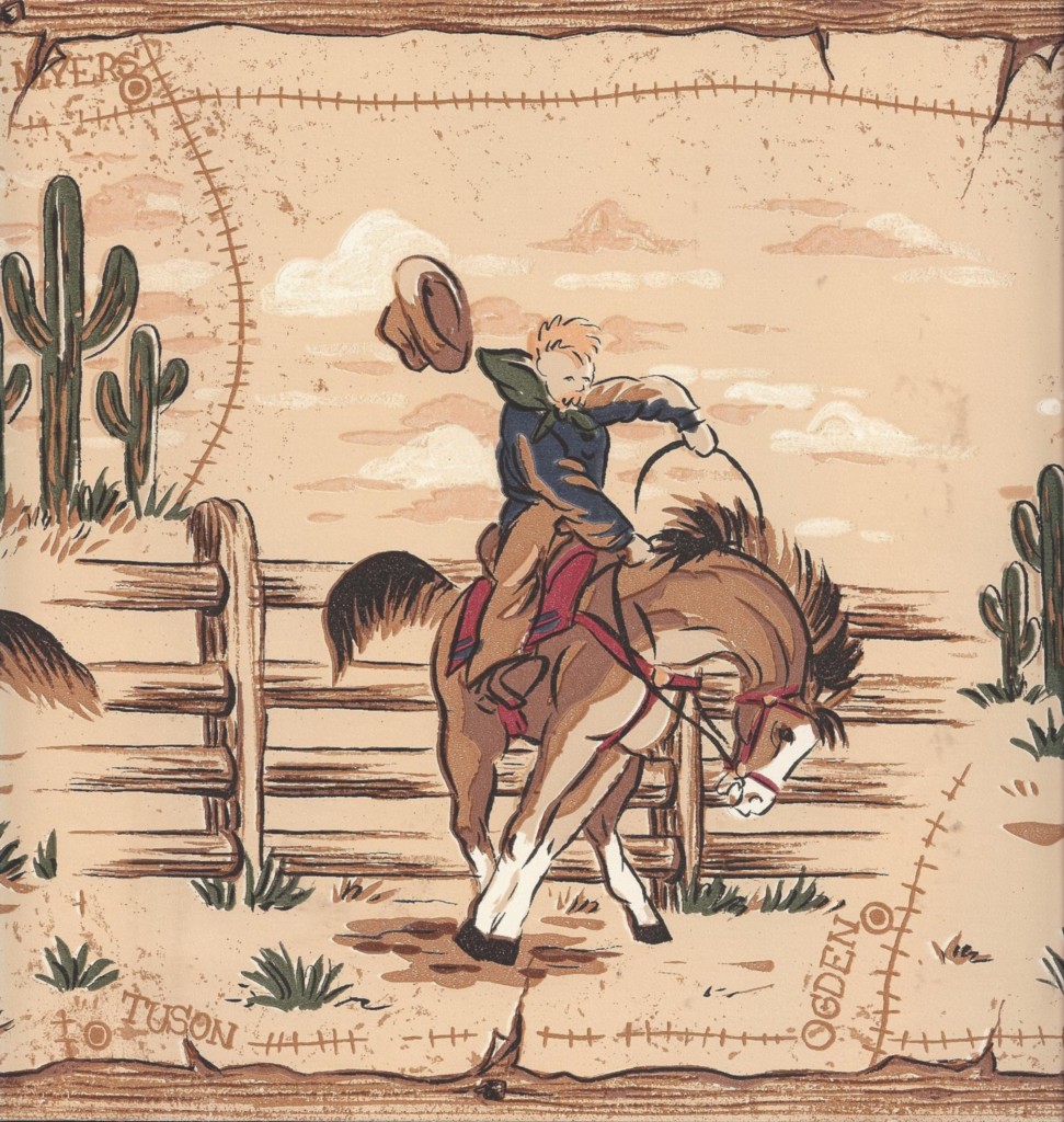 Details About Wallpaper Border S Vintage Cowboys On Tan