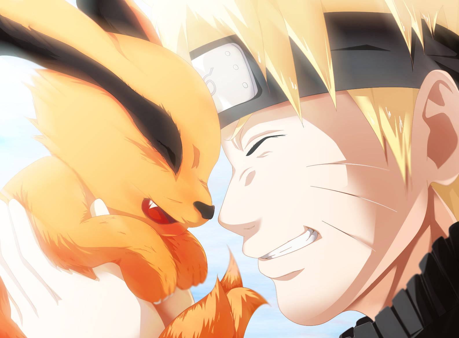 Animated Thrill With Naruto And Little Kurama Wallpaper